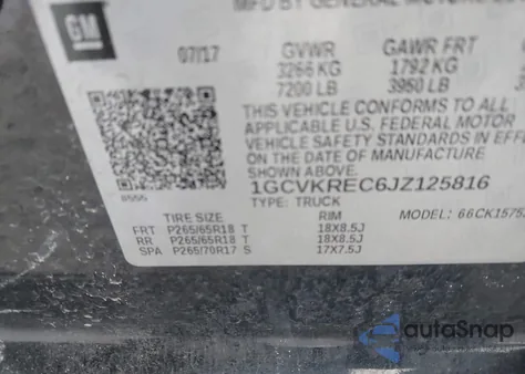 2018 Chevrolet Silverado 1500 1Lt z USA, uszkodzony, nr VIN 1GCVKREC6JZ125816